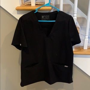 Figs Casma Three-Pocket Scrub Top, Black